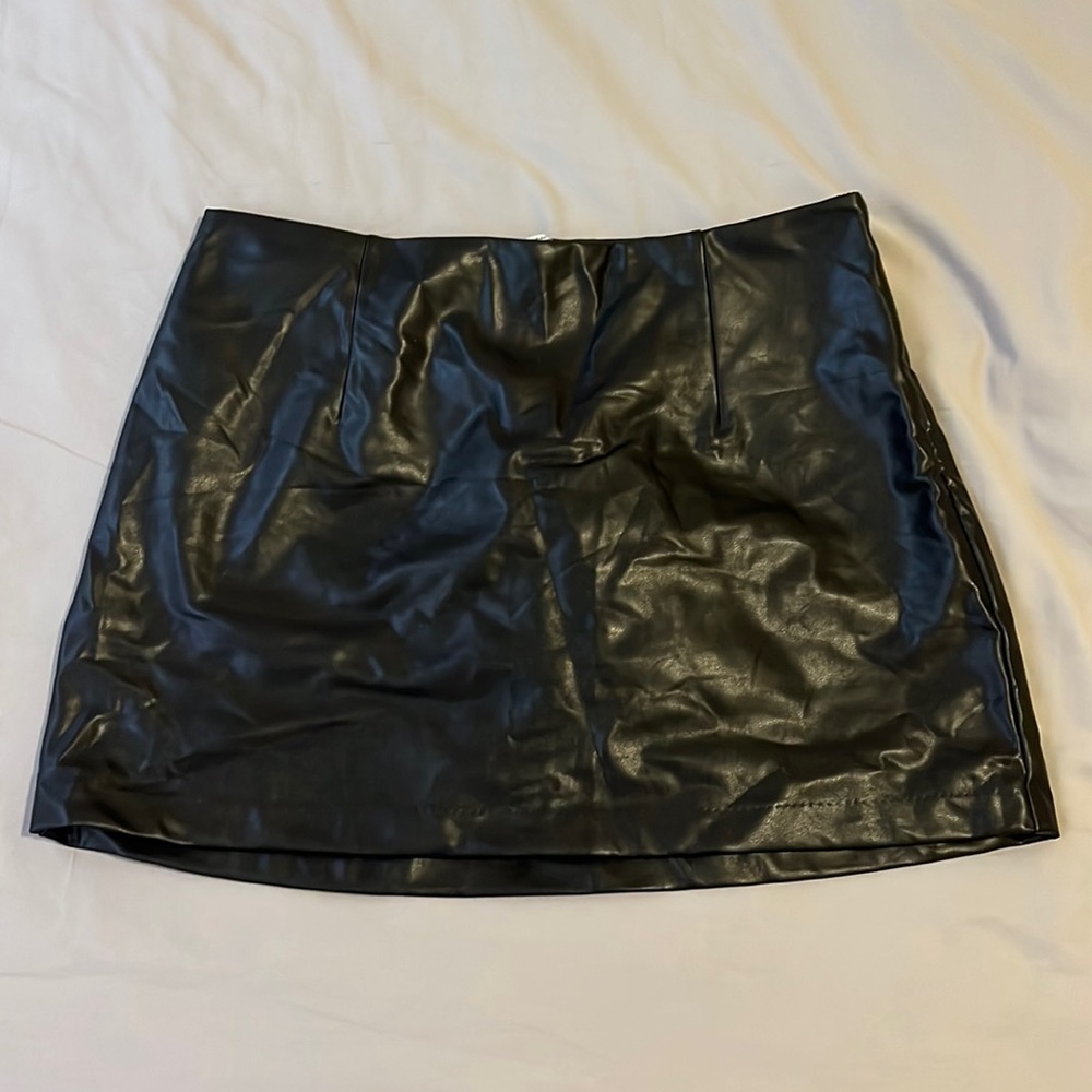 Black leather skort